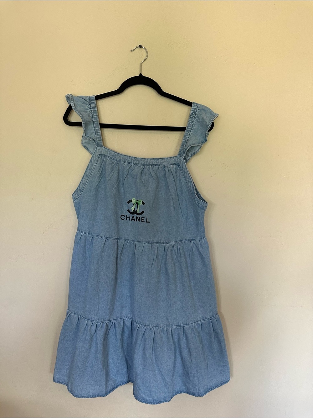 Light Blue Tiered Square-Neck Midi Dress with Ruffle Straps - Picture 2 of 4